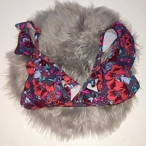 Xhilaration Floral Ruffle Bikini Swimsuit Top S